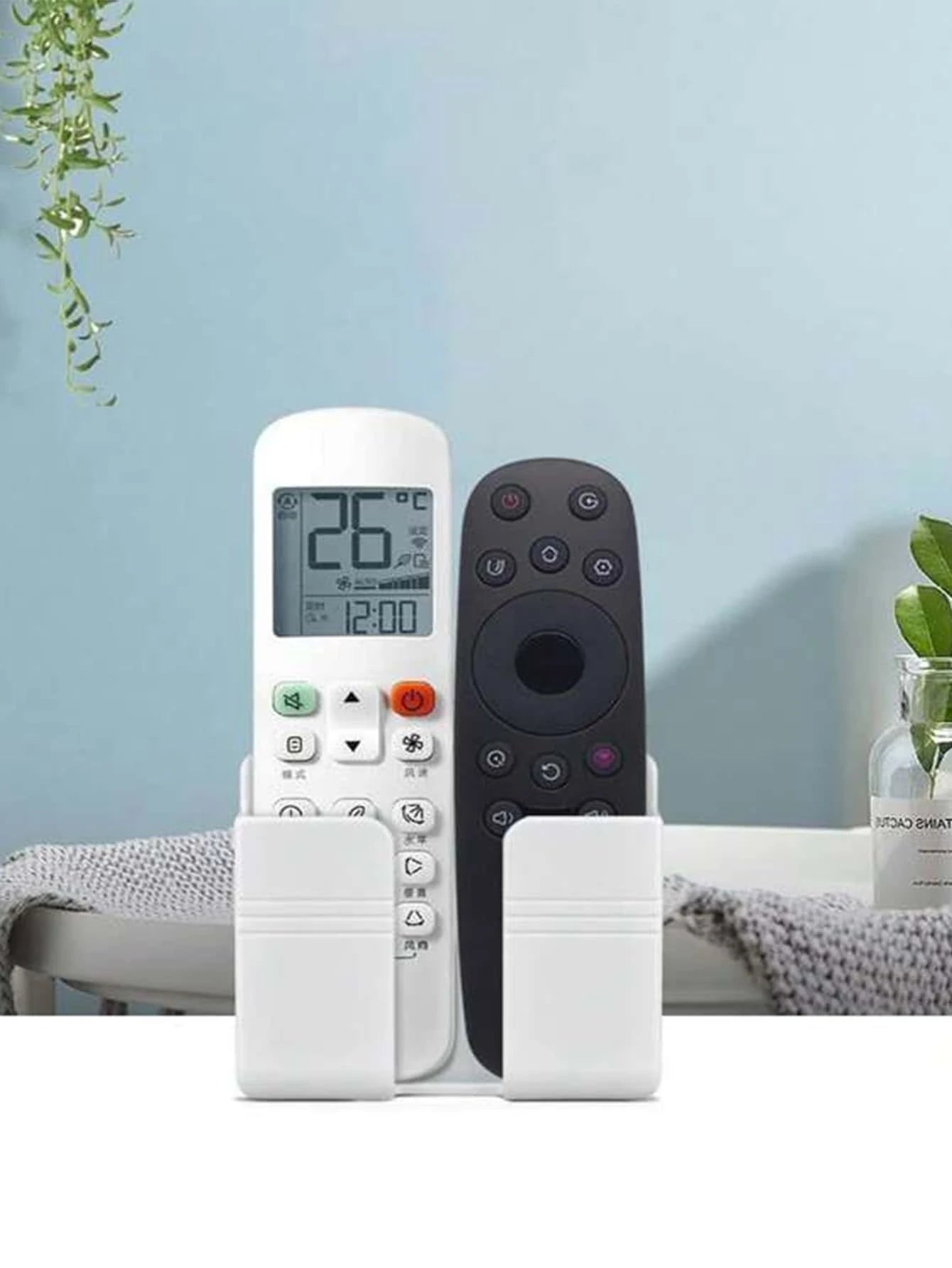 1 pieza montado en pared Soporte para teléfono con cargador Base con Caja de almacenamiento de control remoto sin perforación