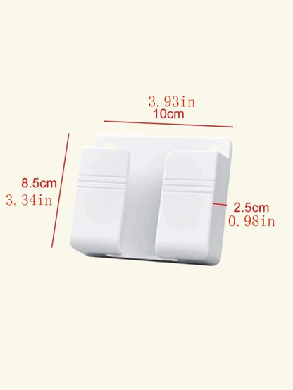 1 pieza montado en pared Soporte para teléfono con cargador Base con Caja de almacenamiento de control remoto sin perforación