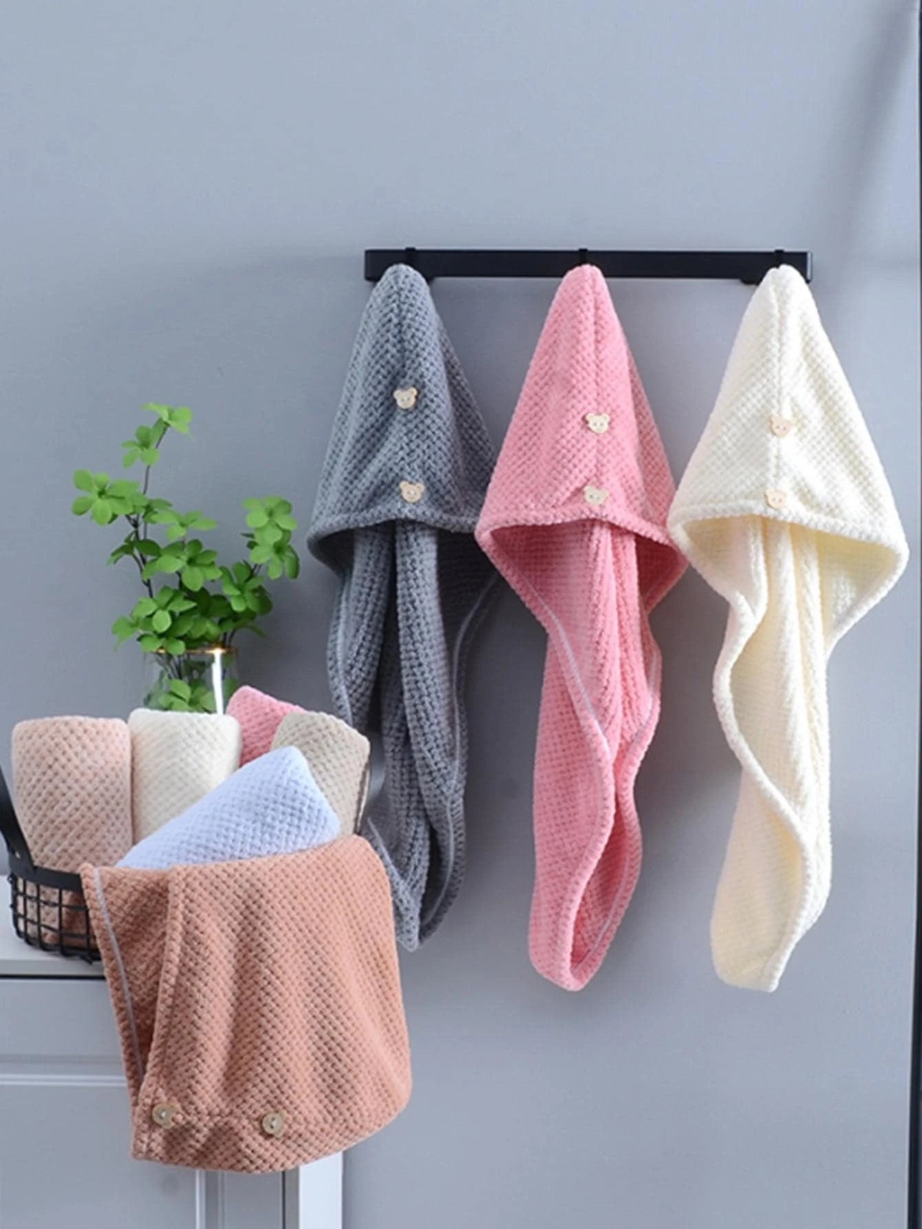 1 pieza unicolor pelo de tela pelo secado para cuarto de baño