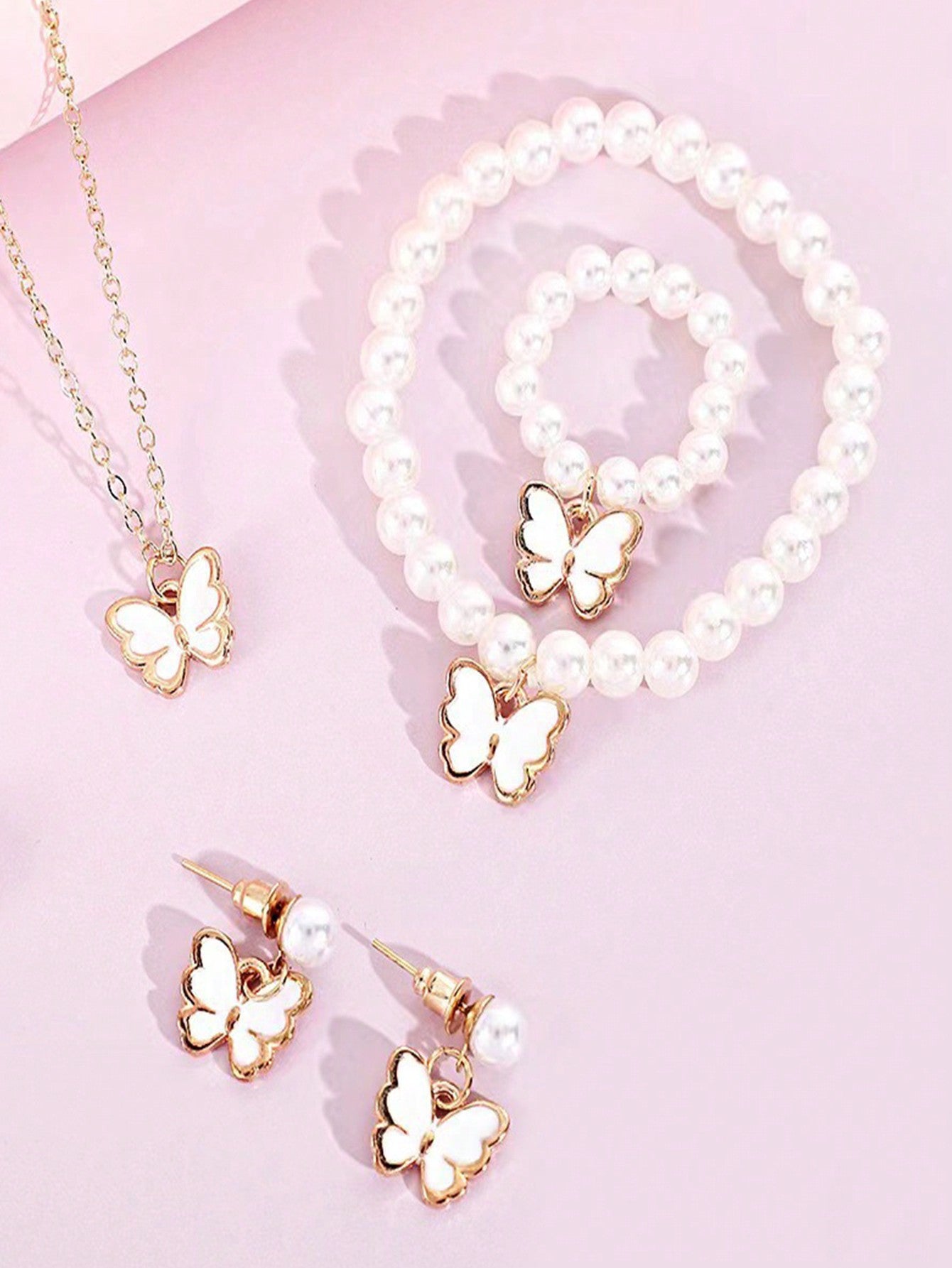 1 set/5 piezas Conjunto de joyas con lazo, collar gargantilla, pulsera, pendientes para mujeres, accesorios para fotos de cumpleaños de princesa de moda europea y americana de verano
