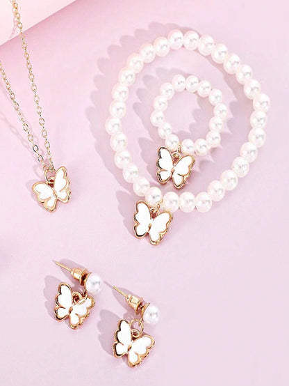 1 set/5 piezas Conjunto de joyas con lazo, collar gargantilla, pulsera, pendientes para mujeres, accesorios para fotos de cumpleaños de princesa de moda europea y americana de verano