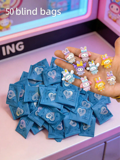 20/10 piezas Bolsa Misteriosa Sanrio Accesorios de resina DIY lindos, empaquetados individualmente - Adecuado para manualidades, cuadernos, tazas, fundas de teléfono, accesorios para uniformes escolares para niñas