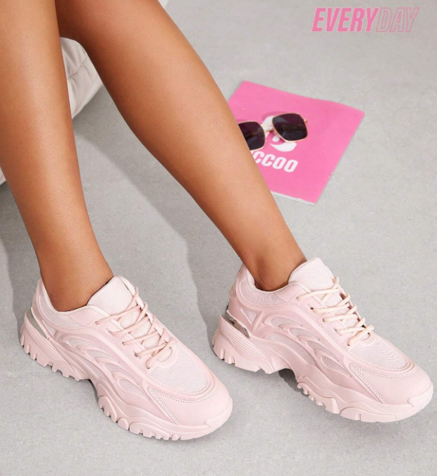 Cuccoo Everyday Collection Zapatos De Mujer, Moda, Suela Gruesa, Ligeros, Color Rosa, Zapatillas De Deporte Al Aire Libre