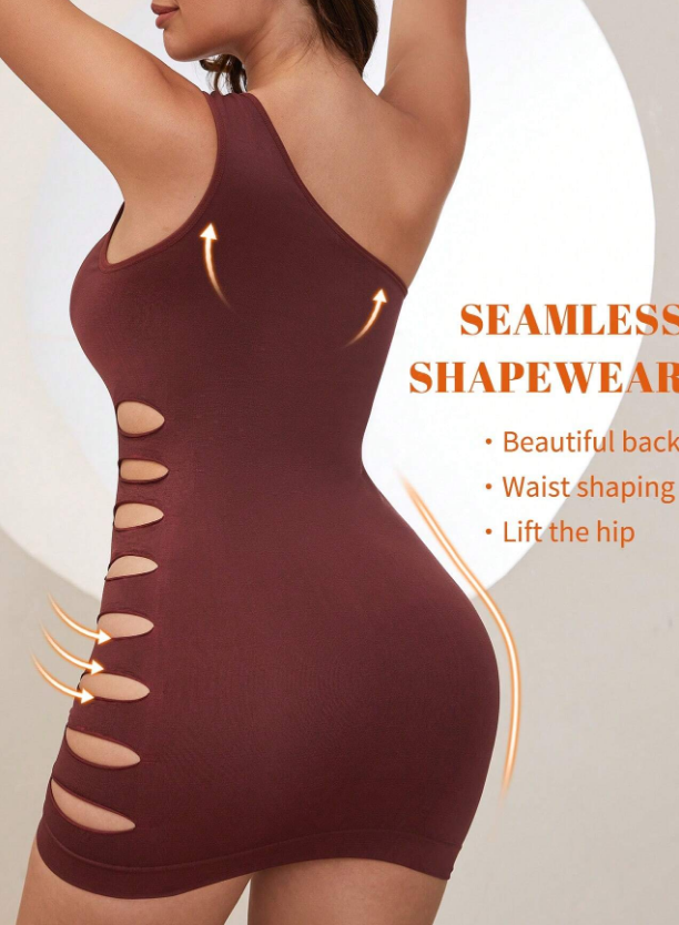 Vestido Bodycon De Manga Sisa Con Un Hombro Descubierto Y Detalle De Encaje En El Lateral Para Mujer