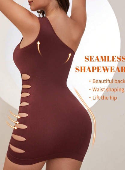Vestido Bodycon De Manga Sisa Con Un Hombro Descubierto Y Detalle De Encaje En El Lateral Para Mujer