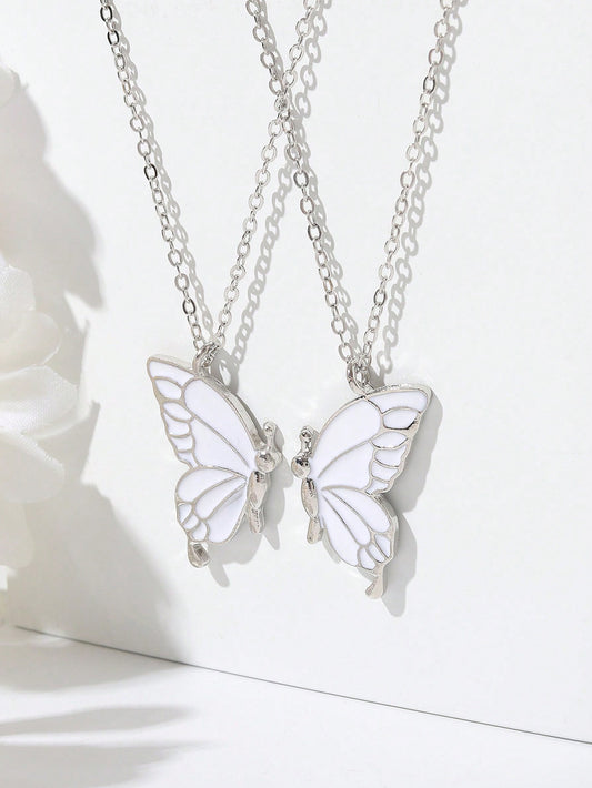 2 Collares De Mariposa Con Mejores Amigos Para Siempre.