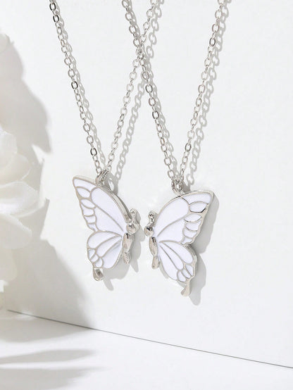 2 Collares De Mariposa Con Mejores Amigos Para Siempre.