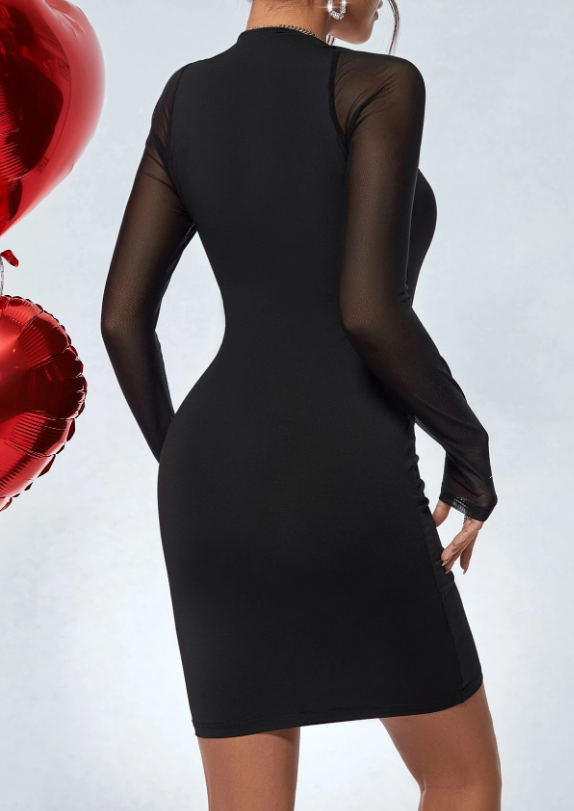 SHEIN Privé Vestido ajustado de cuello cuadrado de malla en contraste