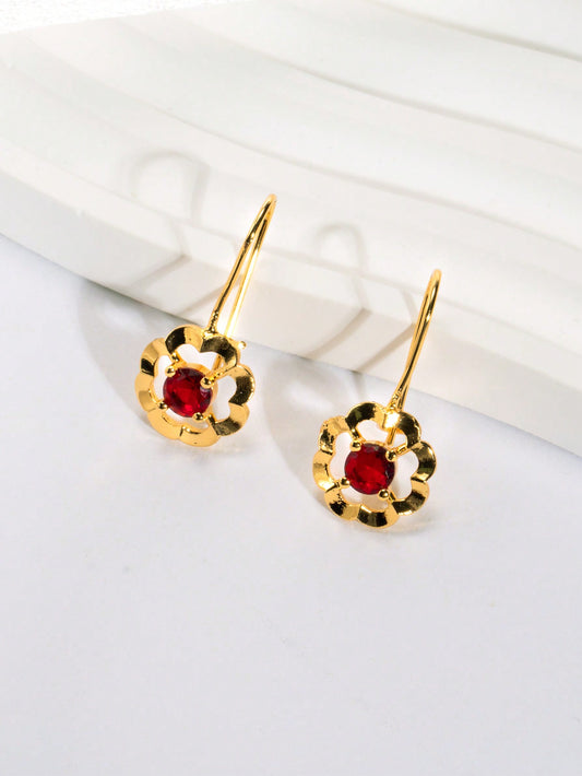 2 piezas pendientes de ladrillo con forma de flor delicada para mujer, de moda, color dorado 24K, diseño DIY, regalos ideales para amigas, novias, esposas en festivales y cumpleaños, adecuados para uso diario