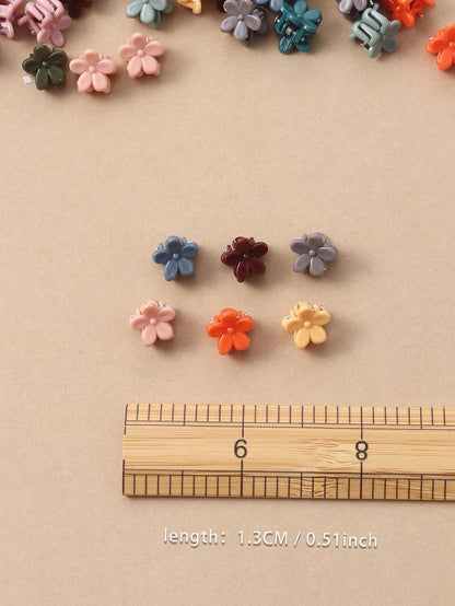 30 piezas Clips de cabello lindos de flores para niñas, azul marroquí, clips con borde de mariposa de color aleatorio para flequillo y pequeñas garras de cabello