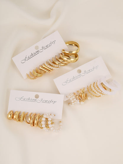 36 Piezas/set Pendientes De Perlas Sintéticas Y Metal Simples Para Mujeres, Excelente Para Vacaciones Y Como Regalo De Citas
