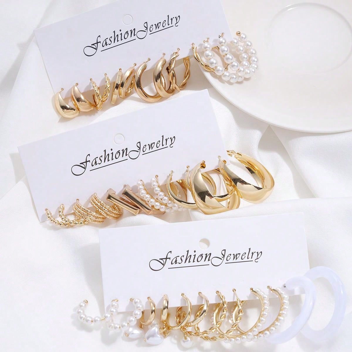36 Piezas/set Pendientes De Perlas Sintéticas Y Metal Simples Para Mujeres, Excelente Para Vacaciones Y Como Regalo De Citas