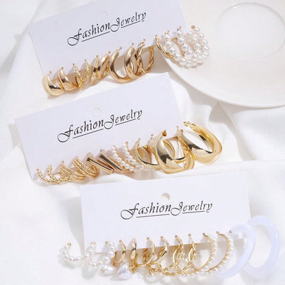 36 Piezas/set Pendientes De Perlas Sintéticas Y Metal Simples Para Mujeres, Excelente Para Vacaciones Y Como Regalo De Citas