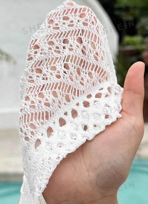 SHEIN WYWH Falda Midi Hueca De Punto Sólido De Color Sólido Para Mujer