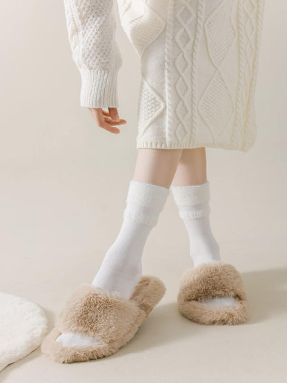 3 pares de calcetines para mujeres, de unicolor, respirables y cálidos con peluche, nuevos lanzamientos de otoño, calcetines esponjosos