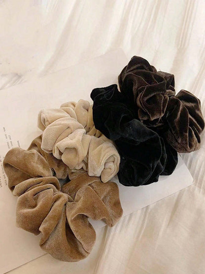 4 Aros de pelo de peluche, aros de pelo de unicolor versátiles para otoño e invierno, aptos para uso casual diario en Halloween