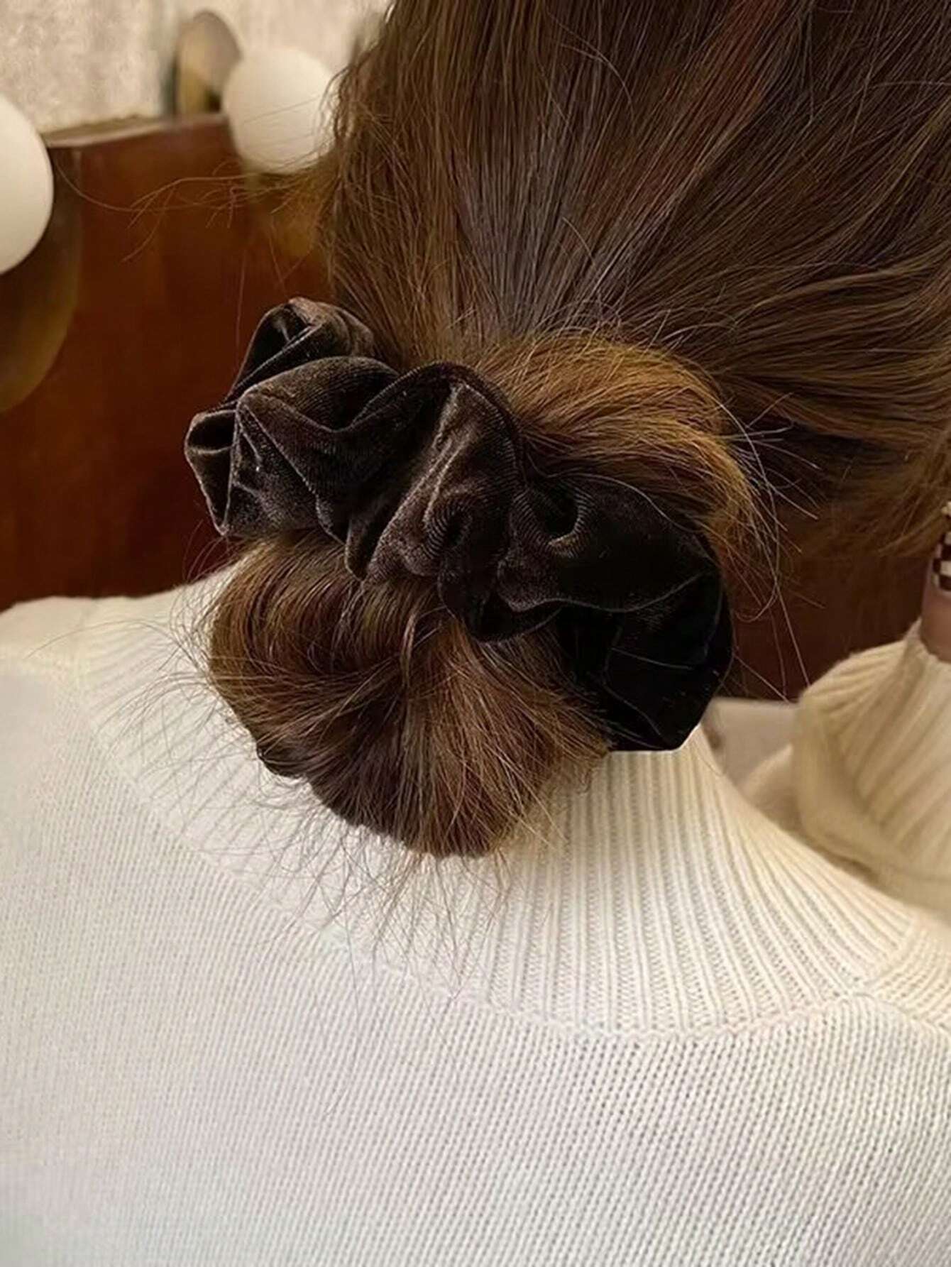 4 Aros de pelo de peluche, aros de pelo de unicolor versátiles para otoño e invierno, aptos para uso casual diario en Halloween