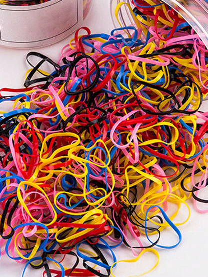 10000 piezas Juego de ligas para el cabello de mujer en estilo simple de colores caramelo negro, con caja de almacenamiento, accesorios de moda para uso diario, coletas, maquillaje, combinación de ropa, gomas elásticas casuales, accesorios rosas