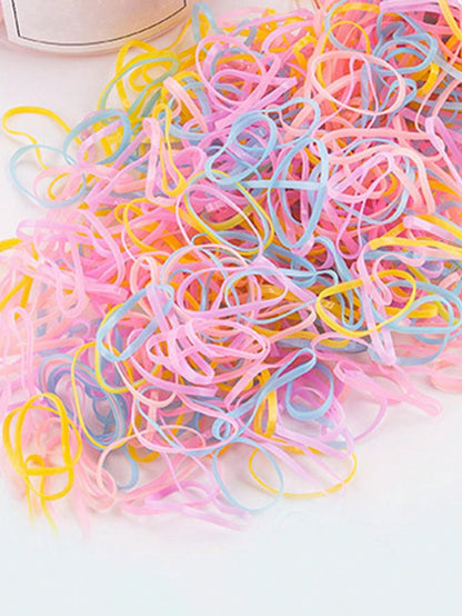 10000 piezas Juego de ligas para el cabello de mujer en estilo simple de colores caramelo negro, con caja de almacenamiento, accesorios de moda para uso diario, coletas, maquillaje, combinación de ropa, gomas elásticas casuales, accesorios rosas