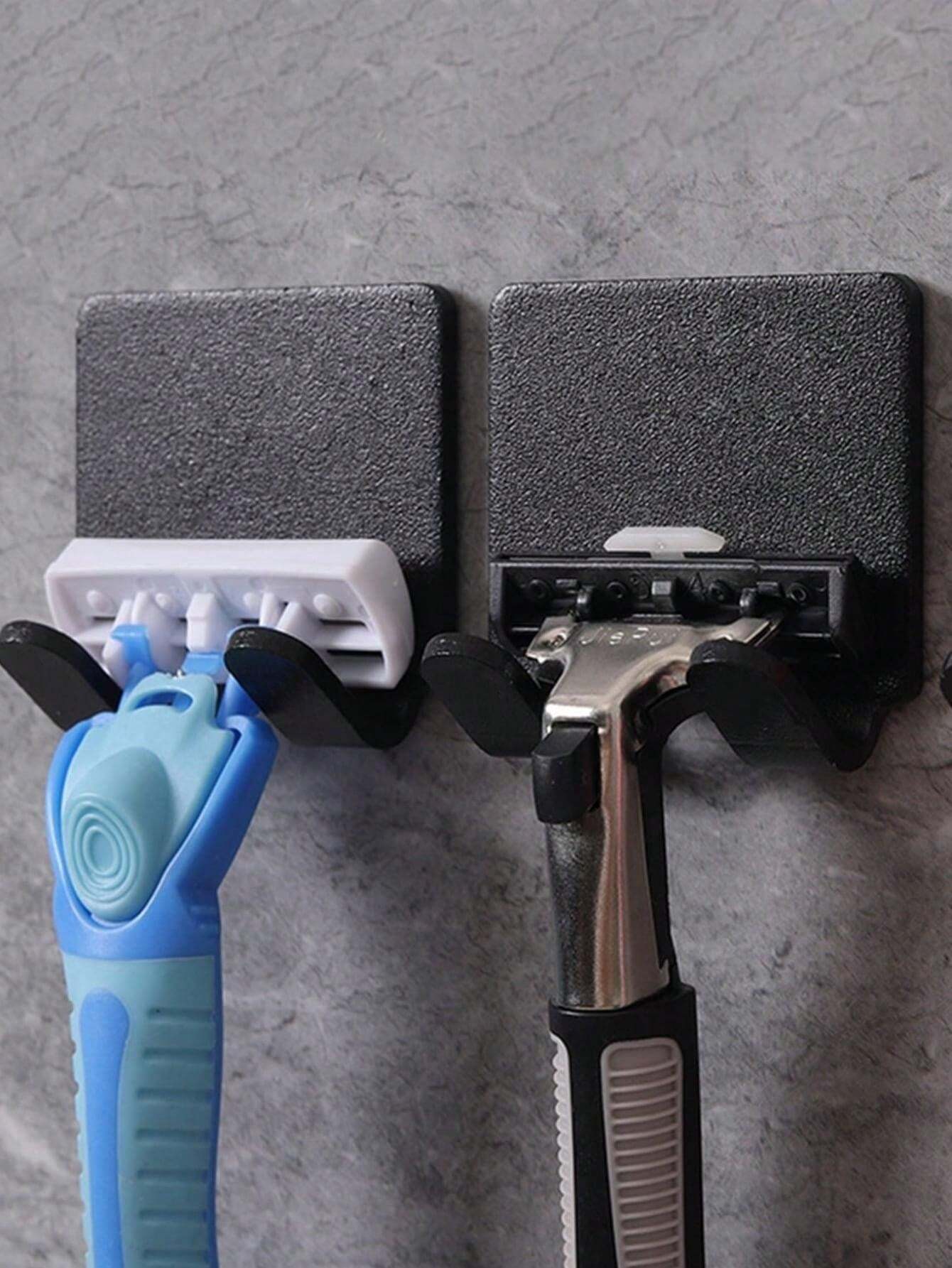 5 piezas Ganchos para soporte de afeitadora sin perforación, colgadores de pared adhesivos resistentes para llaves, enchufes, joyas, toallas, ducha, organizador de afeitadora perfecto