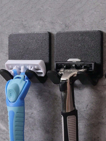 5 piezas Ganchos para soporte de afeitadora sin perforación, colgadores de pared adhesivos resistentes para llaves, enchufes, joyas, toallas, ducha, organizador de afeitadora perfecto