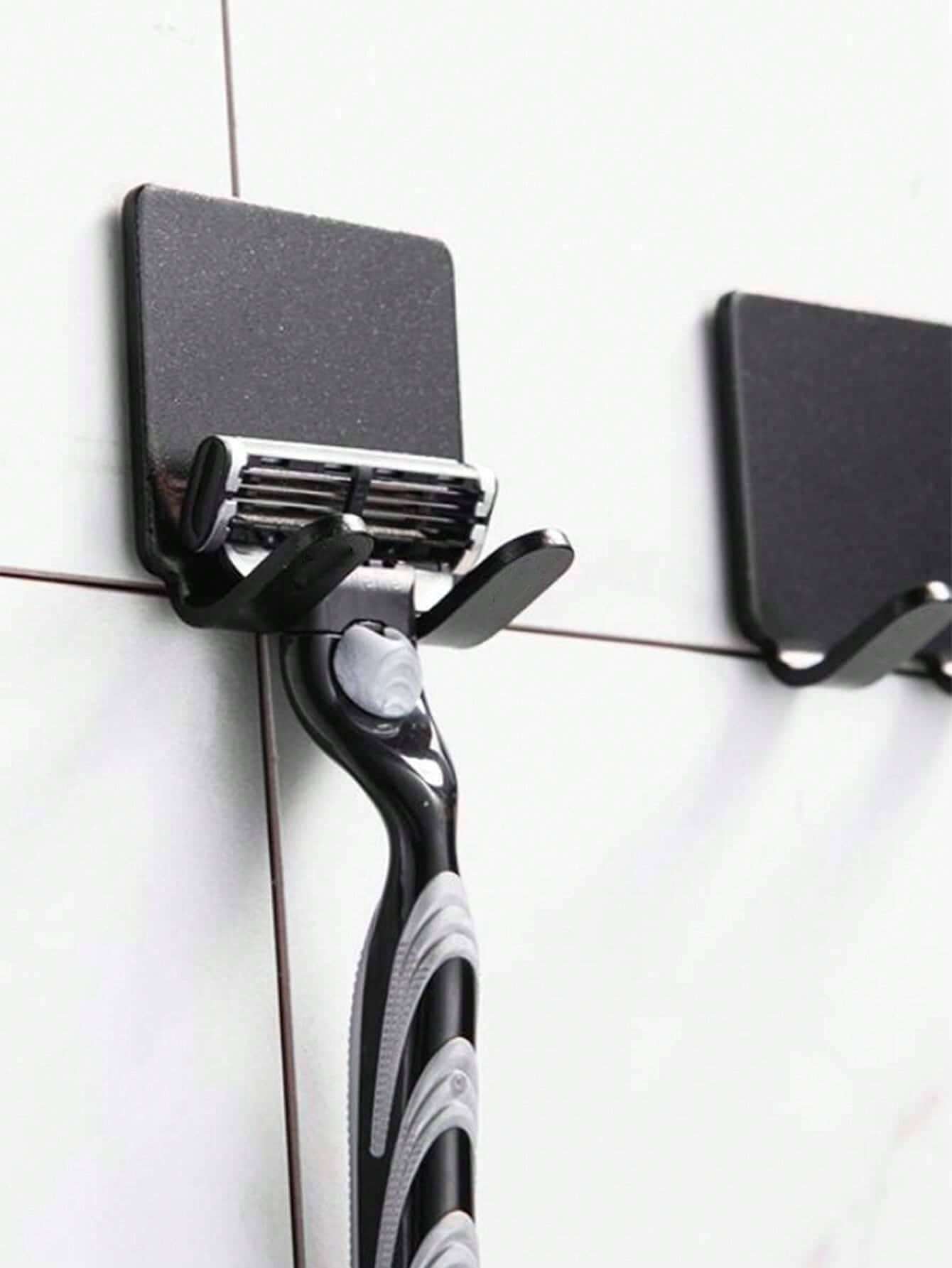 5 piezas Ganchos para soporte de afeitadora sin perforación, colgadores de pared adhesivos resistentes para llaves, enchufes, joyas, toallas, ducha, organizador de afeitadora perfecto