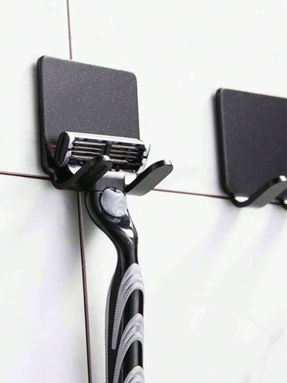 5 piezas Ganchos para soporte de afeitadora sin perforación, colgadores de pared adhesivos resistentes para llaves, enchufes, joyas, toallas, ducha, organizador de afeitadora perfecto