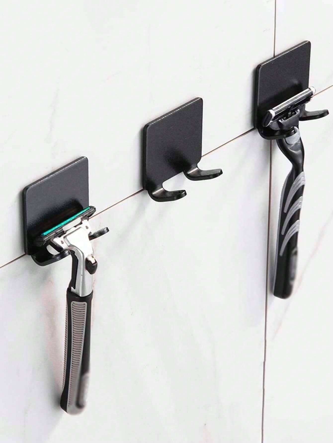 5 piezas Ganchos para soporte de afeitadora sin perforación, colgadores de pared adhesivos resistentes para llaves, enchufes, joyas, toallas, ducha, organizador de afeitadora perfecto