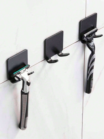 5 piezas Ganchos para soporte de afeitadora sin perforación, colgadores de pared adhesivos resistentes para llaves, enchufes, joyas, toallas, ducha, organizador de afeitadora perfecto