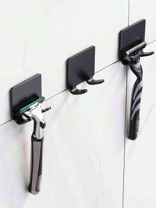 5 piezas Ganchos para soporte de afeitadora sin perforación, colgadores de pared adhesivos resistentes para llaves, enchufes, joyas, toallas, ducha, organizador de afeitadora perfecto