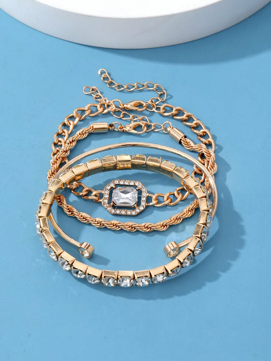 5 piezas/set Pulsera conjunto con estilo bohemio de AMOR con corazón doble