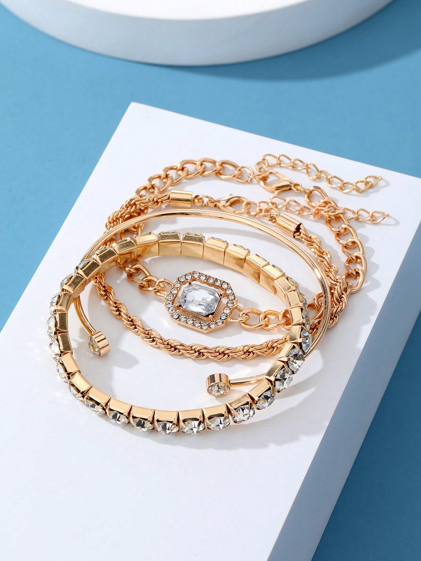 5 piezas/set Pulsera conjunto con estilo bohemio de AMOR con corazón doble