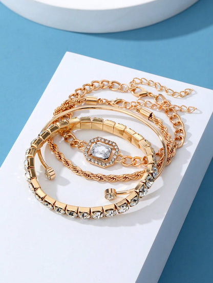 5 piezas/set Pulsera conjunto con estilo bohemio de AMOR con corazón doble