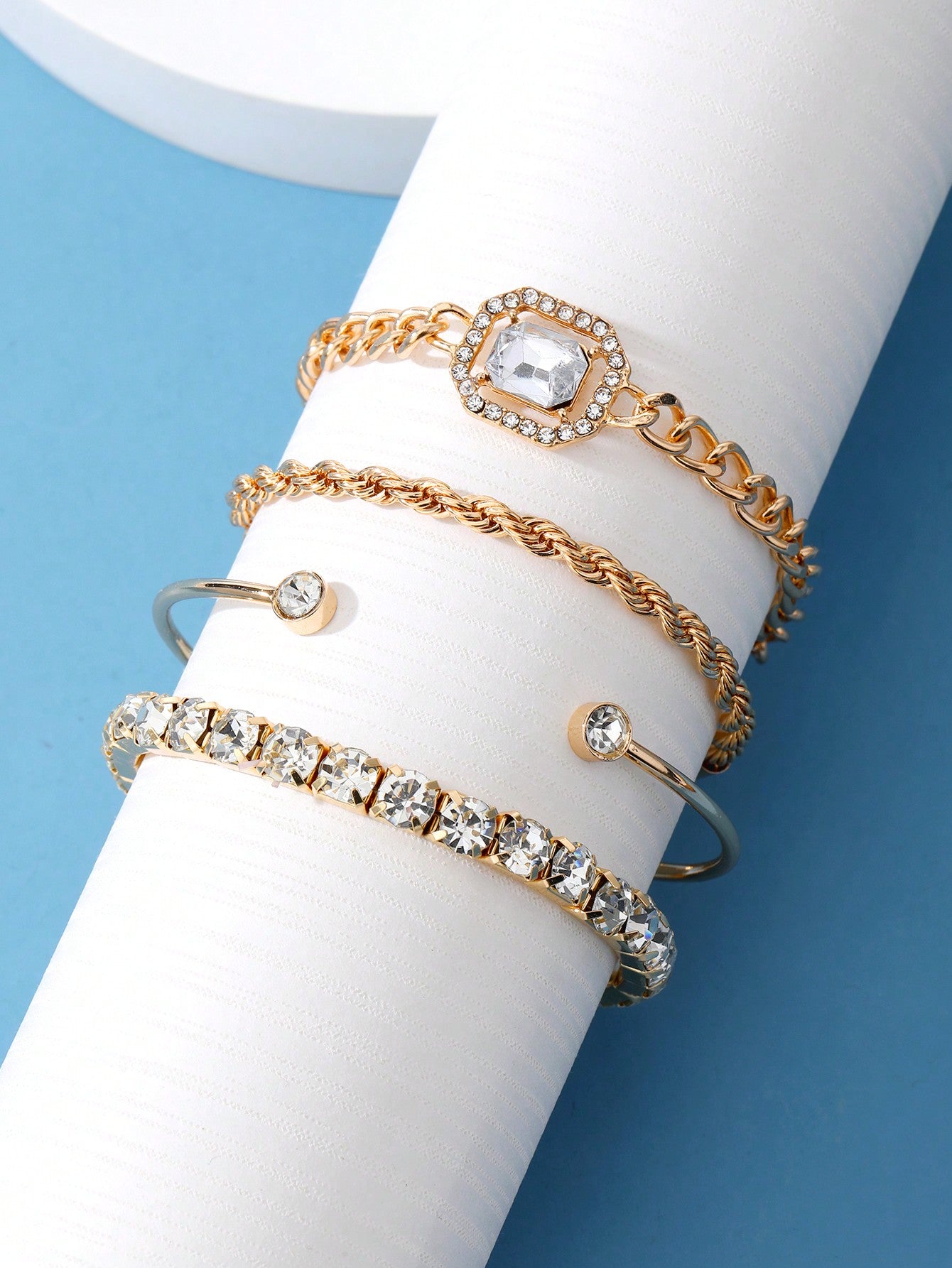 5 piezas/set Pulsera conjunto con estilo bohemio de AMOR con corazón doble