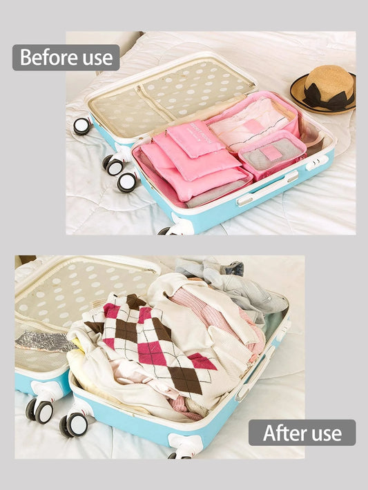 6 piezas Bolsa de almacenamiento con gráfico de letras para viaje, bolsa de maquillaje, bolsa de cosméticos, organizador de vacaciones, organizador de maquillaje de gran capacidad, estuche de maquillaje, para lápiz labial, pincel, cuidado de la piel