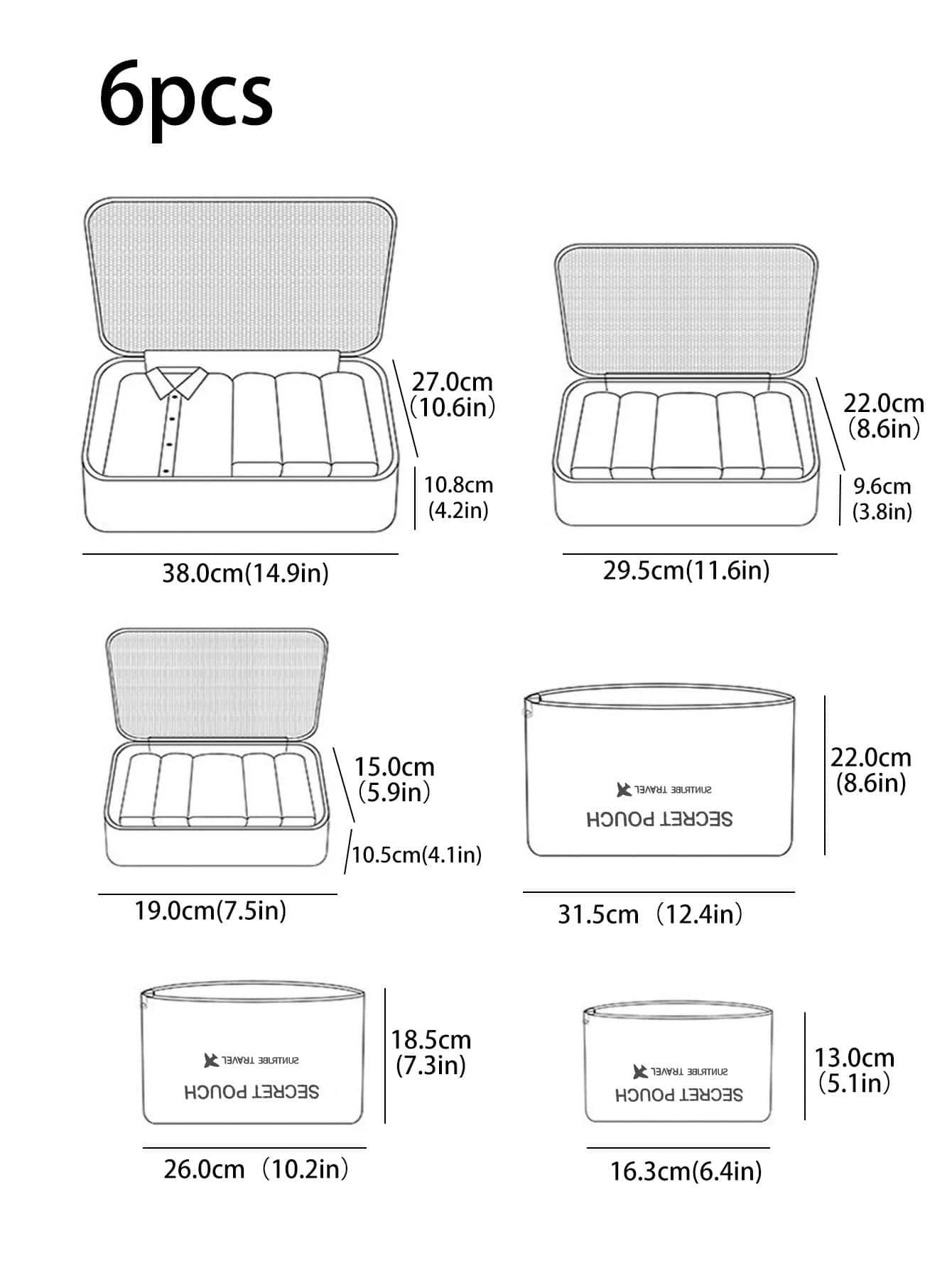 6 piezas Bolsa de almacenamiento con gráfico de letras para viaje, bolsa de maquillaje, bolsa de cosméticos, organizador de vacaciones, organizador de maquillaje de gran capacidad, estuche de maquillaje, para lápiz labial, pincel, cuidado de la piel