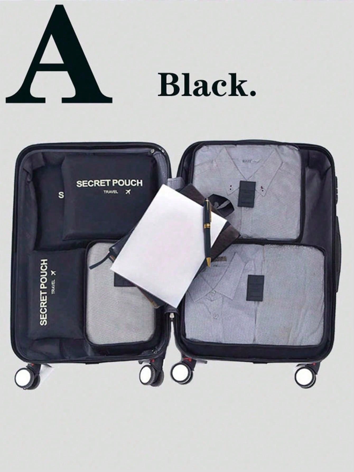 6 piezas Juego de bolsas de almacenamiento de viaje para maleta, ropa, zapatos, artículos de tocador, organizadores de cubos de embalaje, organizador de equipaje portátil para bolsa de almacenamiento de viaje, bolsa de maquillaje, bolsa de cosméticos