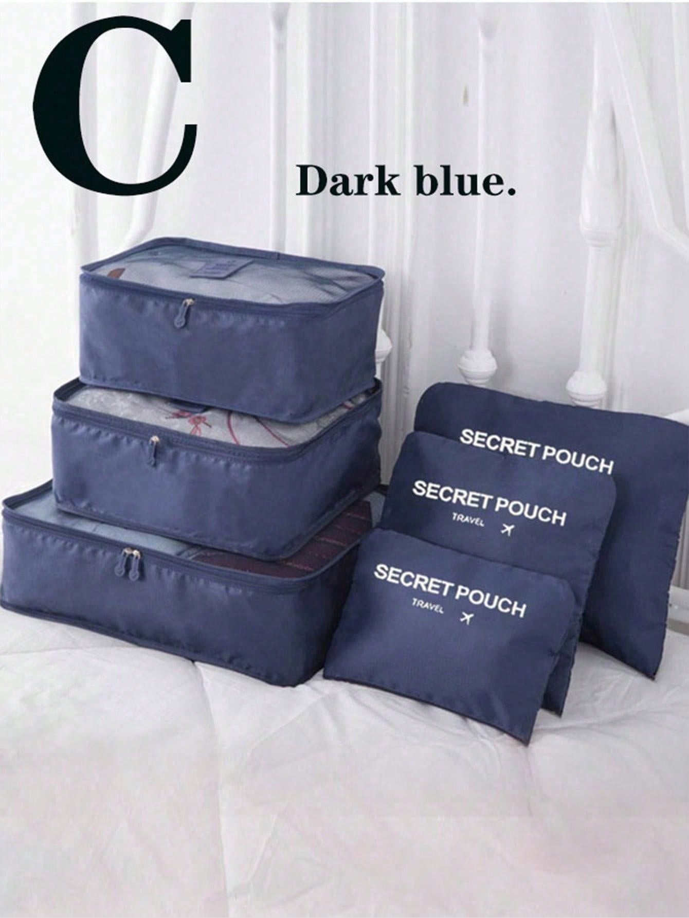 6 piezas Juego de bolsas de almacenamiento de viaje para maleta, ropa, zapatos, artículos de tocador, organizadores de cubos de embalaje, organizador de equipaje portátil para bolsa de almacenamiento de viaje, bolsa de maquillaje, bolsa de cosméticos