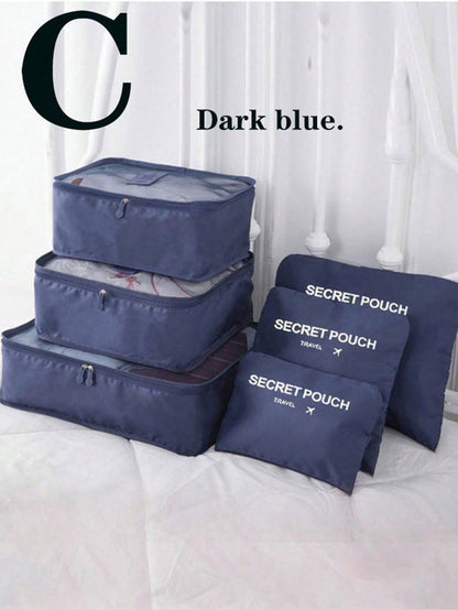 6 piezas Juego de bolsas de almacenamiento de viaje para maleta, ropa, zapatos, artículos de tocador, organizadores de cubos de embalaje, organizador de equipaje portátil para bolsa de almacenamiento de viaje, bolsa de maquillaje, bolsa de cosméticos