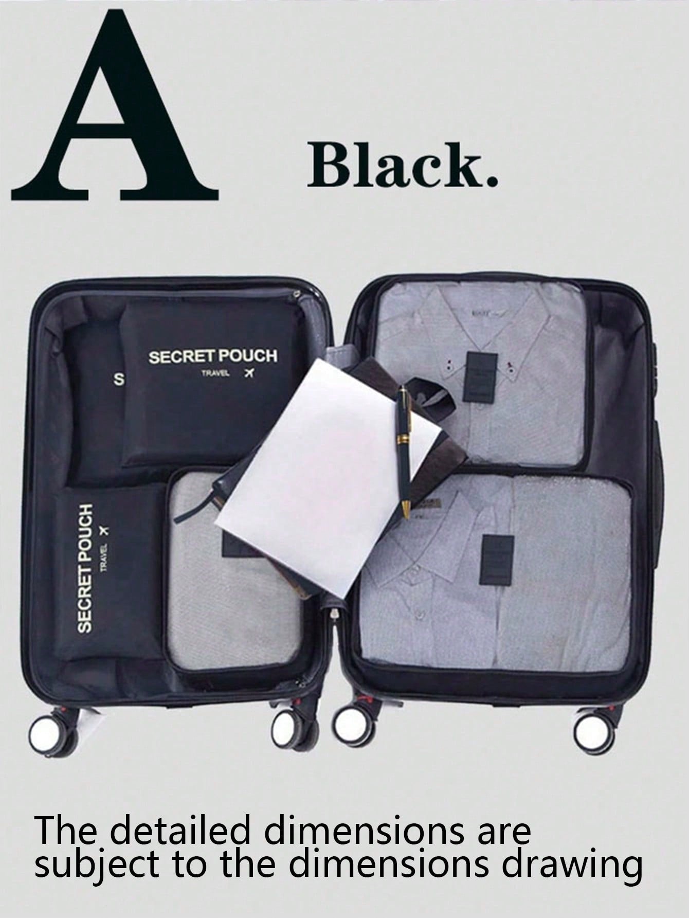 6 piezas Juego de bolsas de almacenamiento de viaje para maleta, ropa, zapatos, artículos de tocador, organizadores de cubos de embalaje, organizador de equipaje portátil para bolsa de almacenamiento de viaje, bolsa de maquillaje, bolsa de cosméticos
