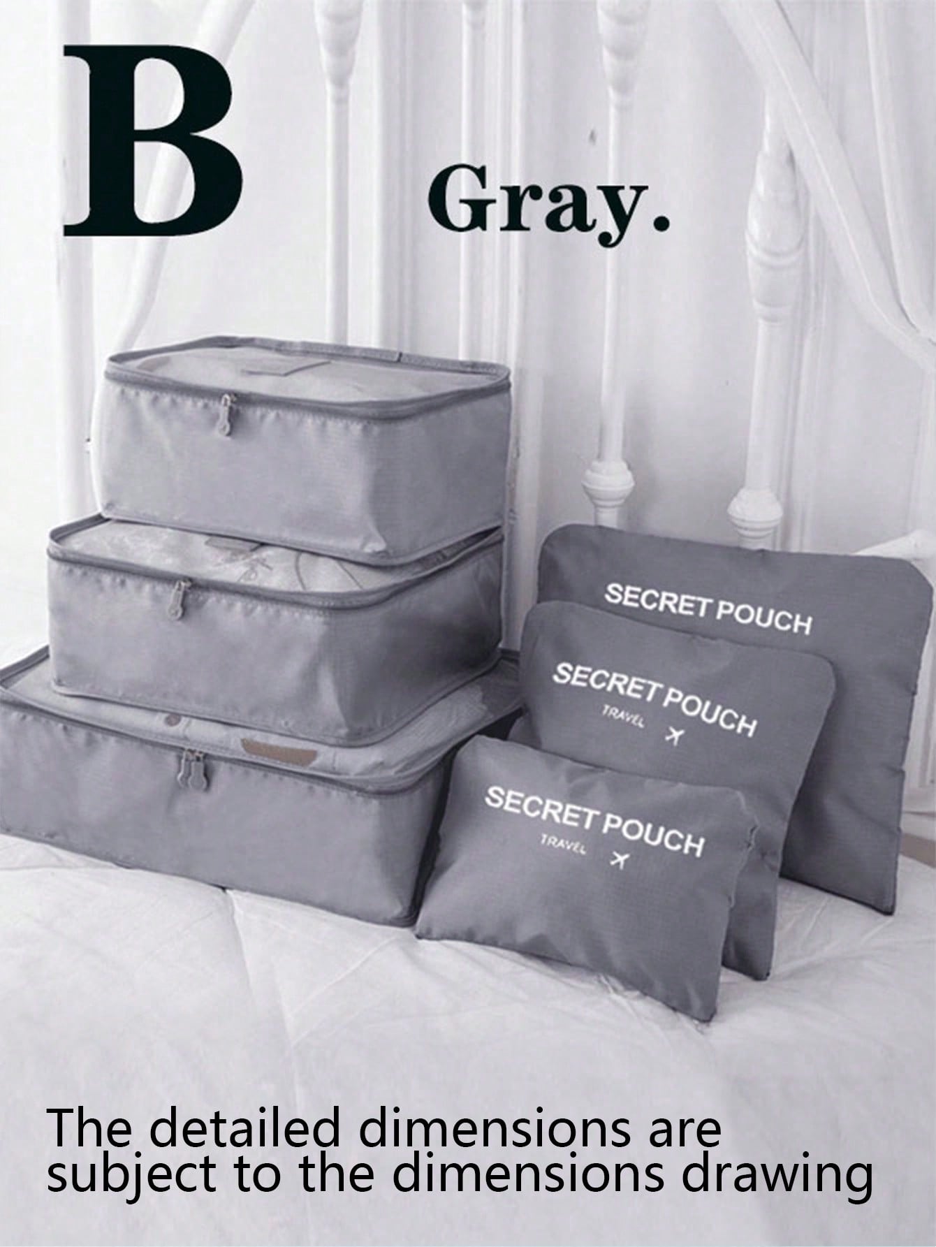 6 piezas Juego de bolsas de almacenamiento de viaje para maleta, ropa, zapatos, artículos de tocador, organizadores de cubos de embalaje, organizador de equipaje portátil para bolsa de almacenamiento de viaje, bolsa de maquillaje, bolsa de cosméticos