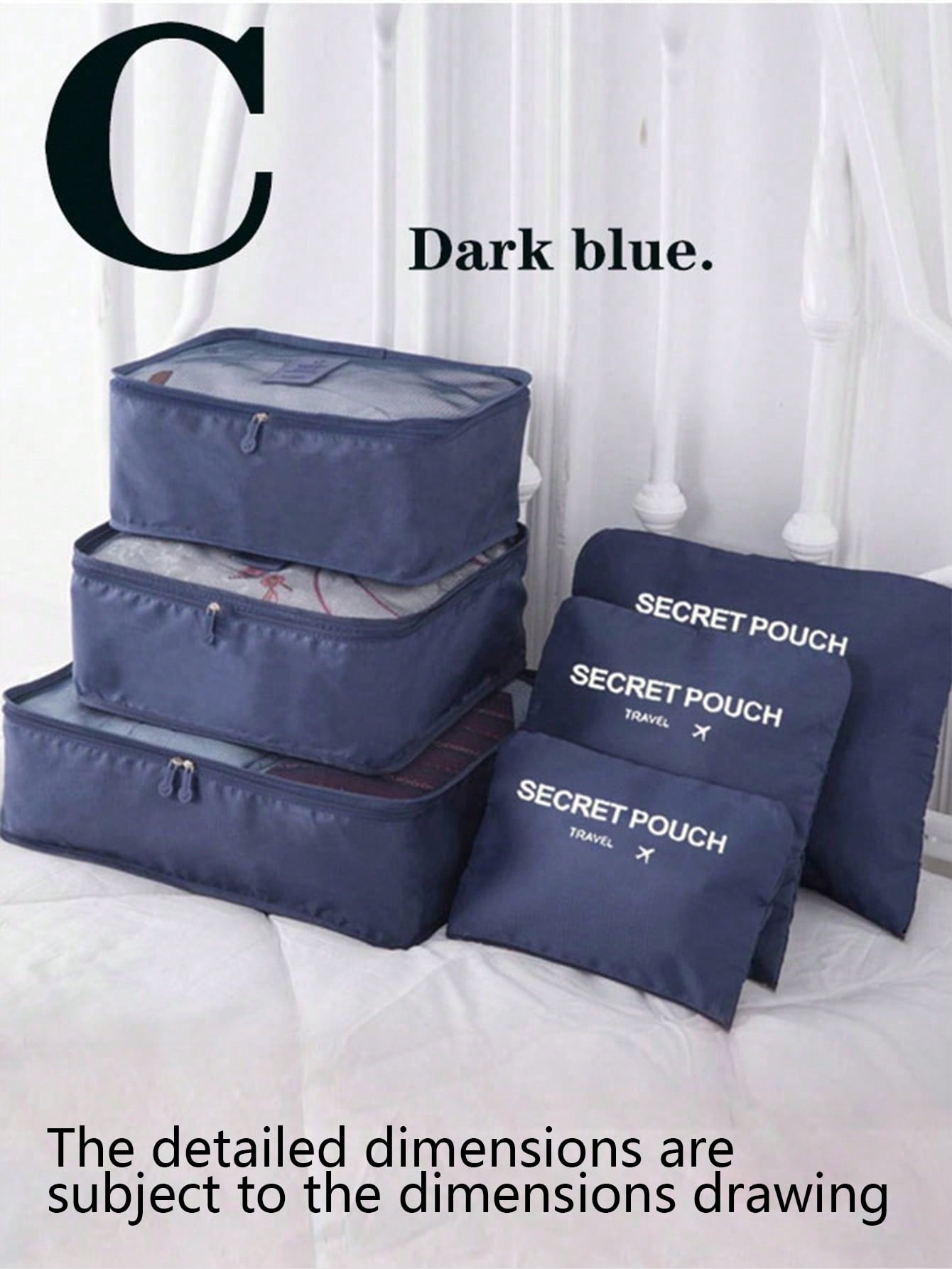 6 piezas Juego de bolsas de almacenamiento de viaje para maleta, ropa, zapatos, artículos de tocador, organizadores de cubos de embalaje, organizador de equipaje portátil para bolsa de almacenamiento de viaje, bolsa de maquillaje, bolsa de cosméticos