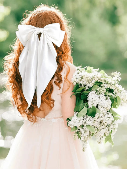 6 PIEZAS Lazos grandes de pelo para mujeres, pinzas de pelo de satén sedoso con cola larga, lazos de pelo lindos y estéticos, accesorios de pelo tipo coqueto