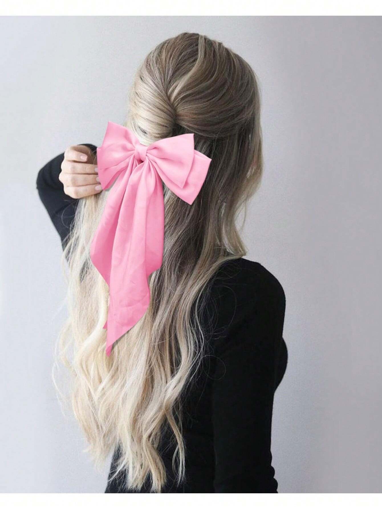 6 PIEZAS Lazos grandes de pelo para mujeres, pinzas de pelo de satén sedoso con cola larga, lazos de pelo lindos y estéticos, accesorios de pelo tipo coqueto