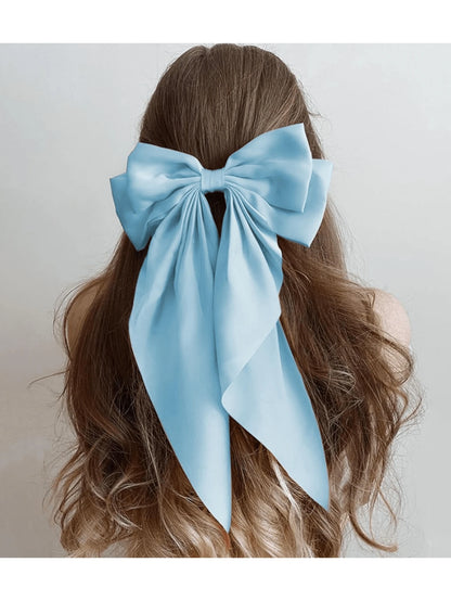 6 PIEZAS Lazos grandes de pelo para mujeres, pinzas de pelo de satén sedoso con cola larga, lazos de pelo lindos y estéticos, accesorios de pelo tipo coqueto