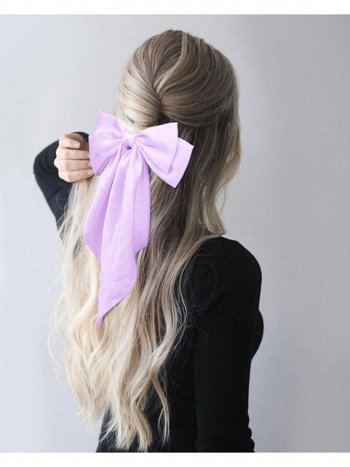 6 PIEZAS Lazos grandes de pelo para mujeres, pinzas de pelo de satén sedoso con cola larga, lazos de pelo lindos y estéticos, accesorios de pelo tipo coqueto