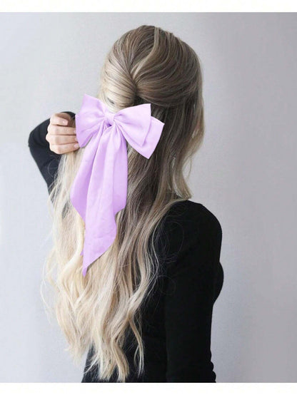 6 PIEZAS Lazos grandes de pelo para mujeres, pinzas de pelo de satén sedoso con cola larga, lazos de pelo lindos y estéticos, accesorios de pelo tipo coqueto
