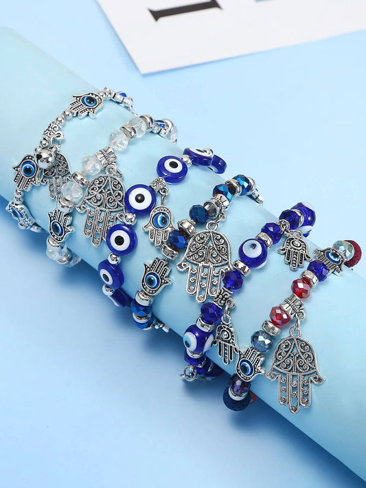 6 piezas Pulsera con diseño de ojo accesorio mano Hamsa