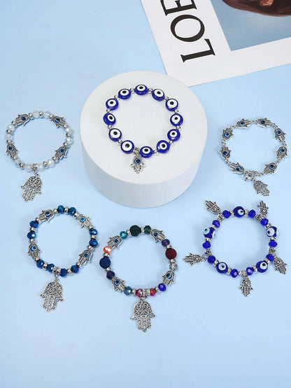 6 piezas Pulsera con diseño de ojo accesorio mano Hamsa