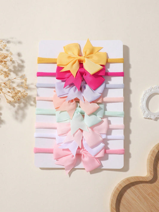 8 Piezas Diademas De Nudo Con Lazo Sólido De Seis Lazos En Colores Para Niños